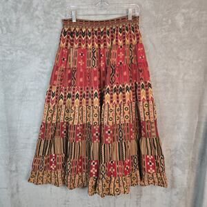 Sacred Threads Women Patchwork Tiered Midi Skirt OS M Multicolor Boho Hippie